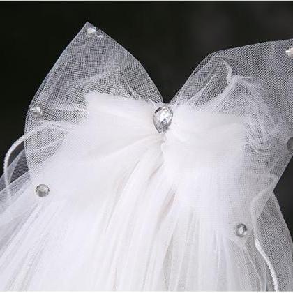 Pencil Edge Double Layered Bridal Veil With..