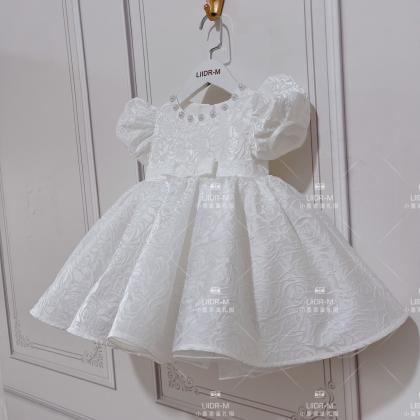 Pearls Decor Baby Girl Dress