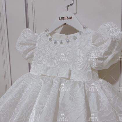 Pearls Decor Baby Girl Dress