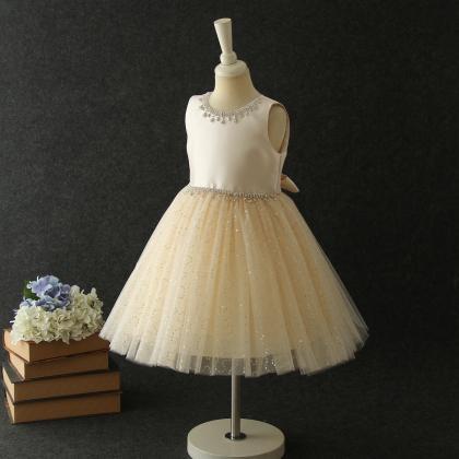 Champagne Girl Dress with Glitter S..
