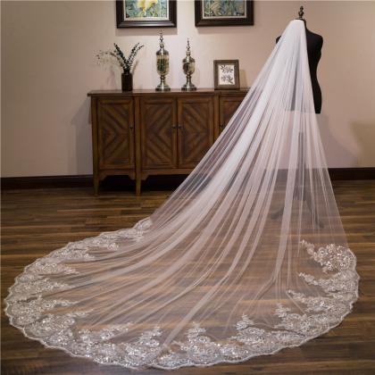 Cathedral Lengh Single Layer Bridal Veil With Comb