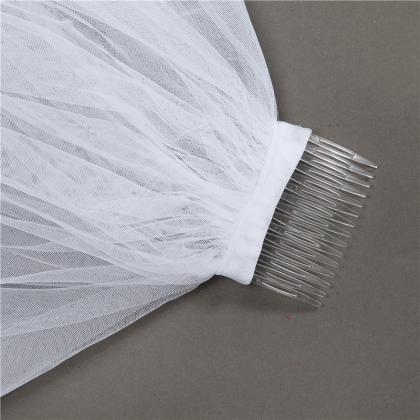 Floor Length Wedding Veil With Comb