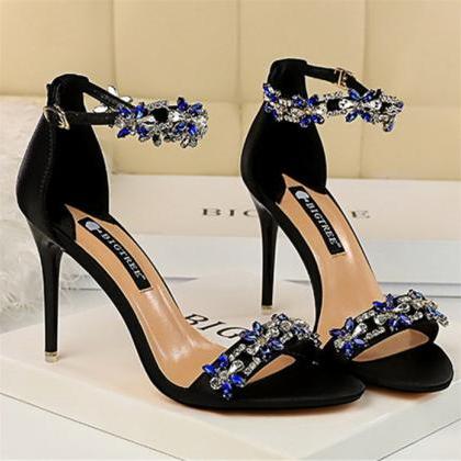 Ankle Strap Red High Heels Shoes Women