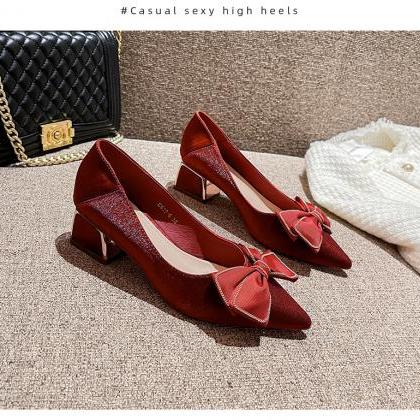 Shiny Dark Red Women Pumps Shoes