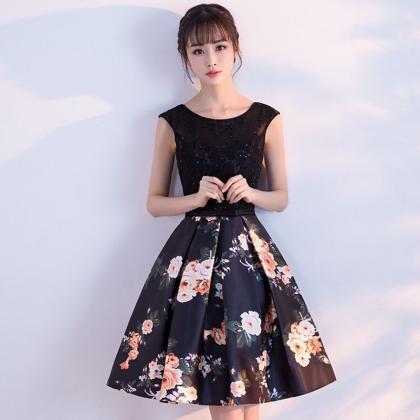 Floral Print Hoco Dress Party