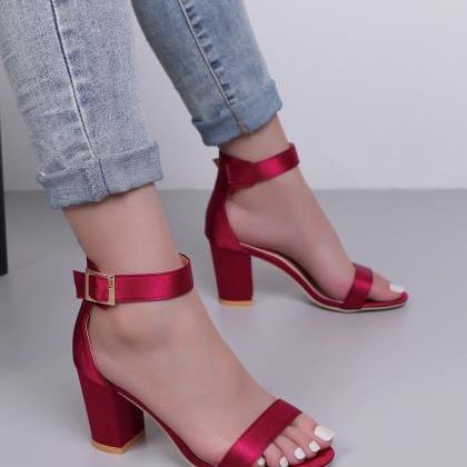 Red Ankle Strap Sandals Women Shoes