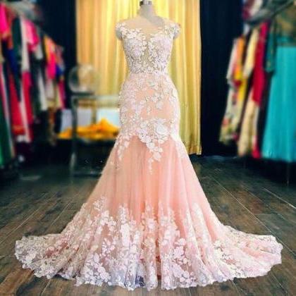 Modern Peach Wedding Dress