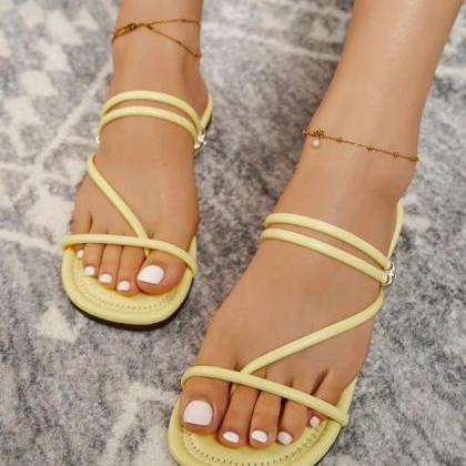 Metal Detail Flat Thong Sandals