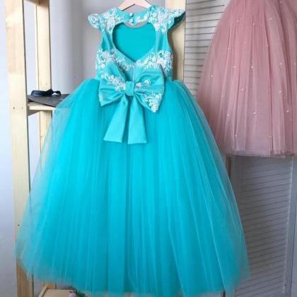 Aquatic Blue Gown Girl Pageant Dress