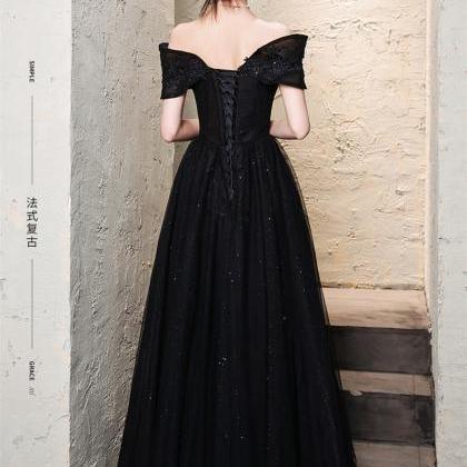 Off Shoulder Glitter A-Line Evening Gown main image 1