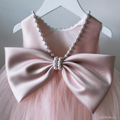 Pearls Decor Little Girl Dress