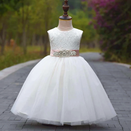 Ivory Flower Girl Dress With Removable Sash