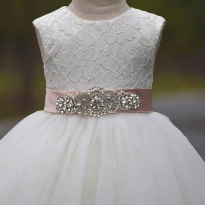 Ivory Flower Girl Dress With Removable Sash