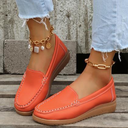 Orange Women Loafers Shoes