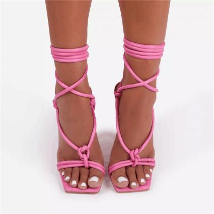 Pink Thong Sandals Heels Women Shoe..
