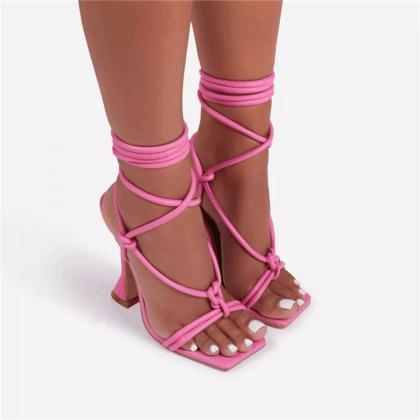 Pink Thong Sandals Heels Women Shoe..
