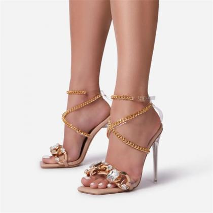 Jeweled High Heel Sandals Shoes Women