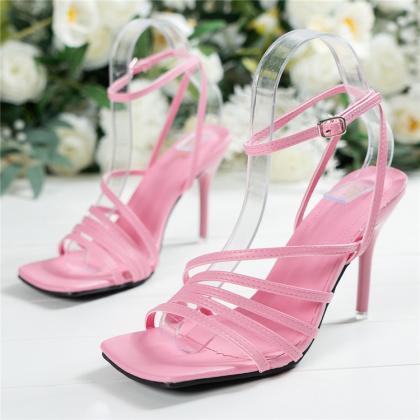 Pink Women Sandal Heels Summer Shoes