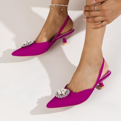 Fuchsia Slingback Sandals Prom Shoes