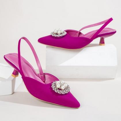Fuchsia Slingback Sandals Prom Shoes