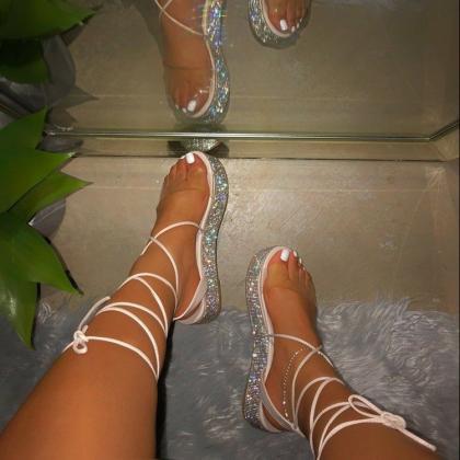 Clear Band Thong Strap Women Sandals