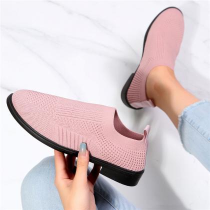 Women Woven Slip On Flat Casual Shoes
