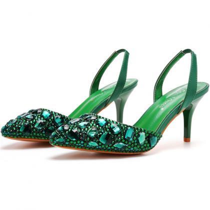 Lingback Green Women Prom Shoes
