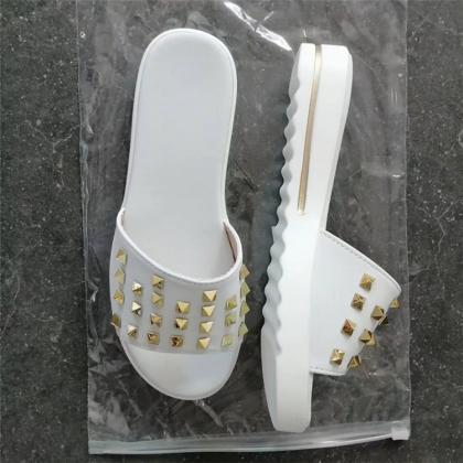 Studded Decor Women Slide Sandals