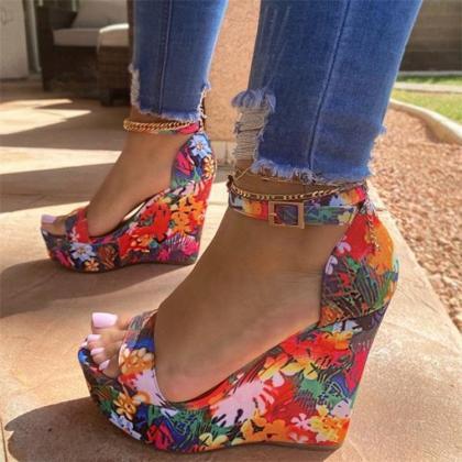 Women Ankle Strap Wedge Sandal Shoes