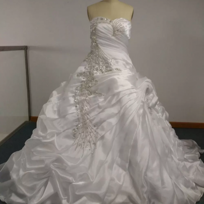 Plus Size Crepe Long Sleeve Ruffled Organza Wedding Dress