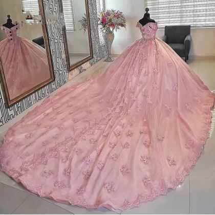 Off The Shoulder Pink Quinceanera Dress For 18..