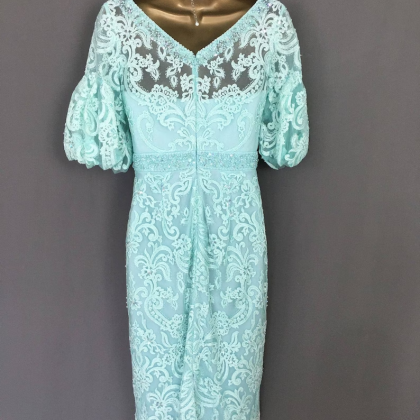 Lake Blue Tea Length Mother Of The Bride Dress For..