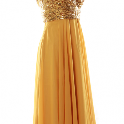 Cap Sleeves Gold Sequin Chiffon Mother Of The..