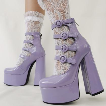 Women Lavender Platform Heels Shoes