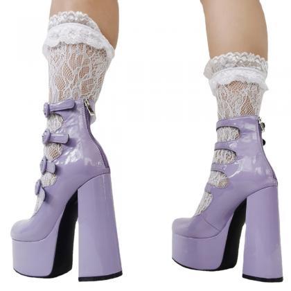 Women Lavender Platform Heels Shoes