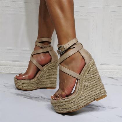 Women Strappy Wedges Shoes