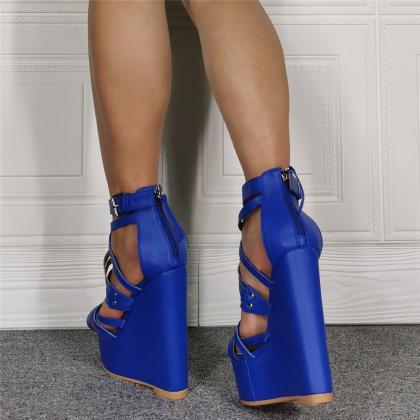 Blue Wedges Sandals