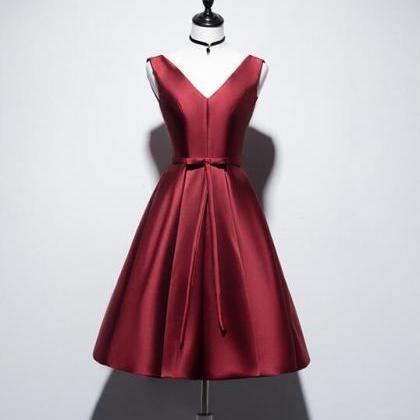 Red Lace Round Neckline Short Party Dress, Red Short Homecoming Dress