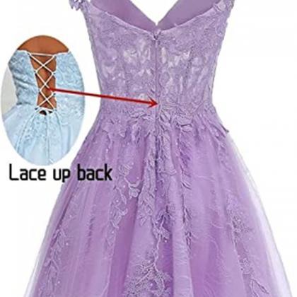 Sheer Bodice Lavender Short Homecoming Party Dress..