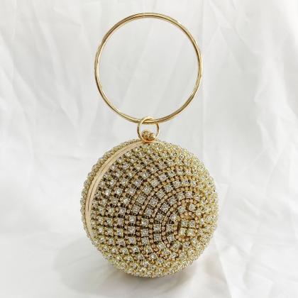 Luxurious Golden Crystal Sphere Clutch With..