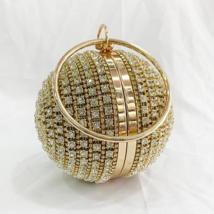 Luxurious Golden Crystal Sphere Clutch With..