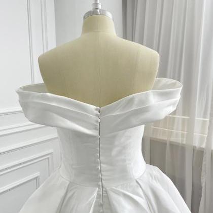 Off Shoulder Satin Wedding Gown Bridal Dress
