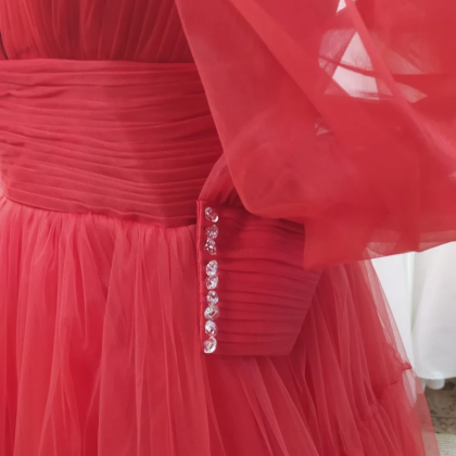 Latern Sleeves Princess Party Dress Red Carpet..