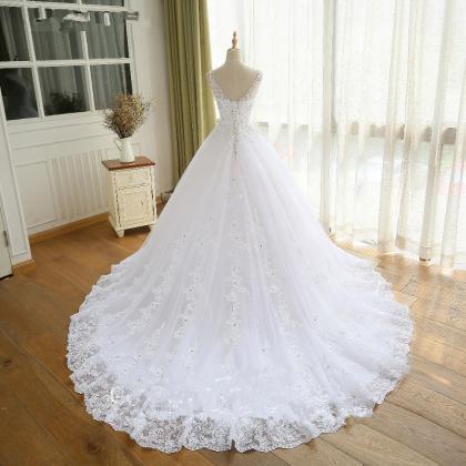 Appliqued Decor Wedding Gown