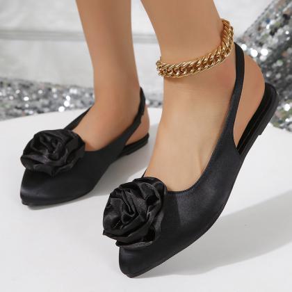 Flower Decor Slingback Women Flat Shoes