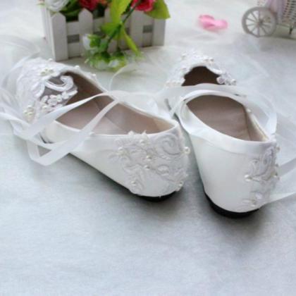 Lace Decor Flat Women Wedding Shoes