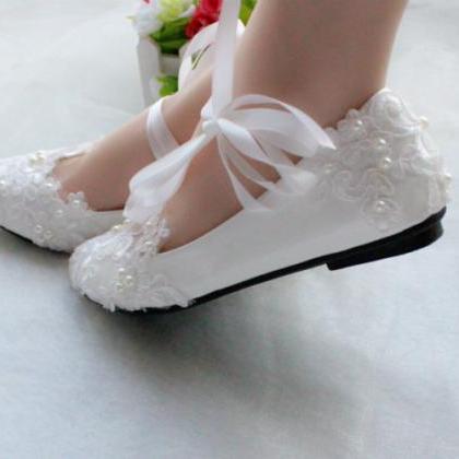 Lace Decor Flat Women Wedding Shoes