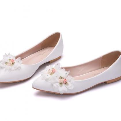 Flower Decor Flat Wedding Shoes