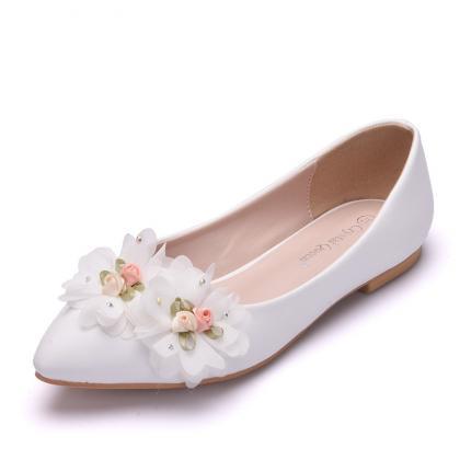 Flower Decor Flat Wedding Shoes
