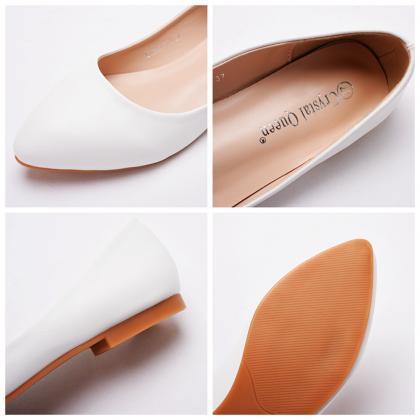 Minimalist White Simple Flat Wedding Shoes